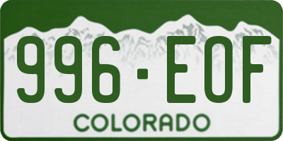 CO license plate 996EOF