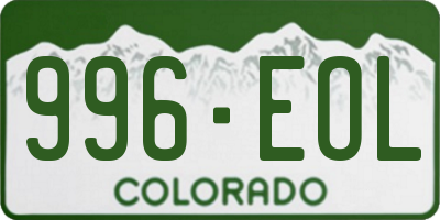 CO license plate 996EOL