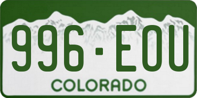 CO license plate 996EOU