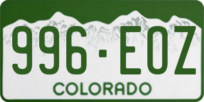 CO license plate 996EOZ