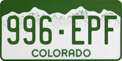 CO license plate 996EPF