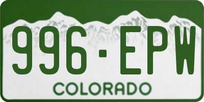 CO license plate 996EPW