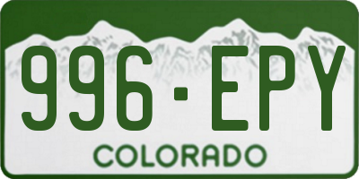 CO license plate 996EPY