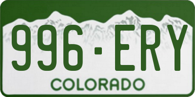 CO license plate 996ERY