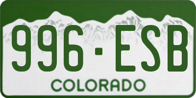 CO license plate 996ESB