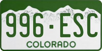 CO license plate 996ESC