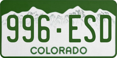 CO license plate 996ESD