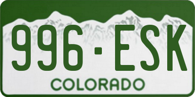 CO license plate 996ESK