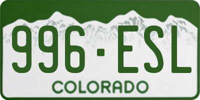 CO license plate 996ESL