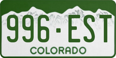 CO license plate 996EST