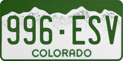 CO license plate 996ESV