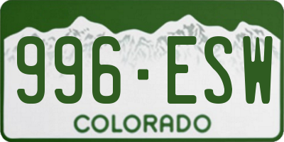 CO license plate 996ESW