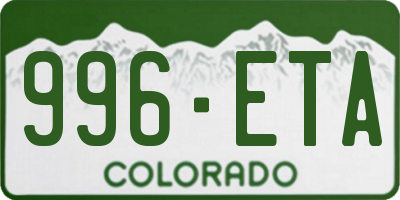 CO license plate 996ETA