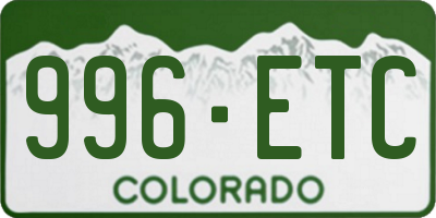 CO license plate 996ETC
