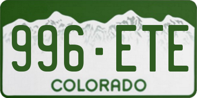 CO license plate 996ETE