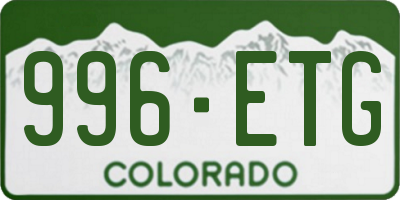 CO license plate 996ETG