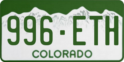 CO license plate 996ETH