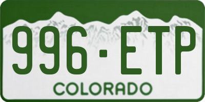 CO license plate 996ETP
