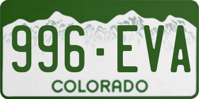CO license plate 996EVA