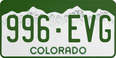 CO license plate 996EVG