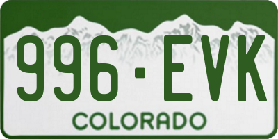 CO license plate 996EVK