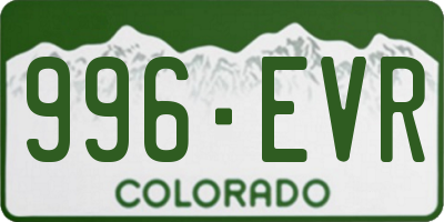 CO license plate 996EVR