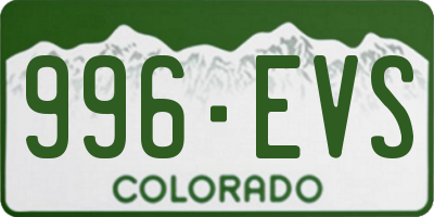 CO license plate 996EVS