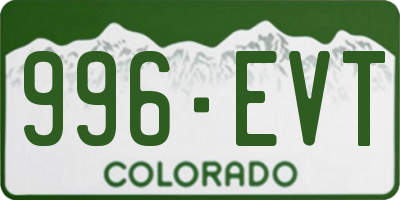 CO license plate 996EVT