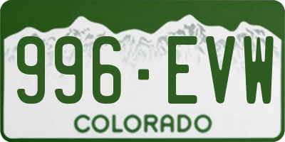 CO license plate 996EVW