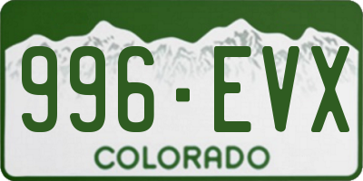 CO license plate 996EVX