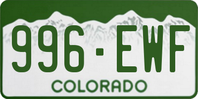 CO license plate 996EWF
