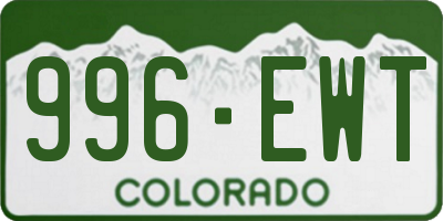 CO license plate 996EWT