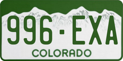 CO license plate 996EXA