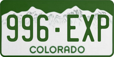 CO license plate 996EXP