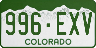 CO license plate 996EXV