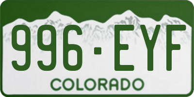 CO license plate 996EYF
