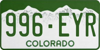 CO license plate 996EYR