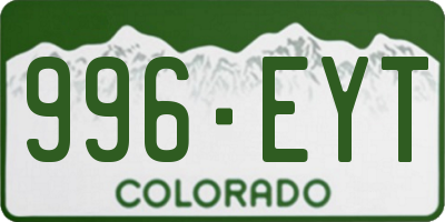 CO license plate 996EYT