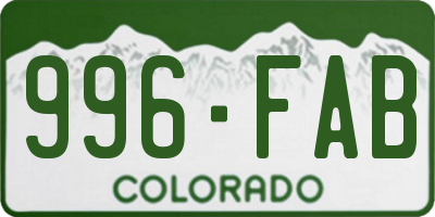 CO license plate 996FAB