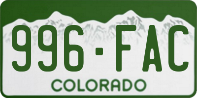 CO license plate 996FAC