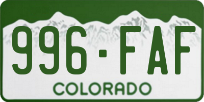 CO license plate 996FAF