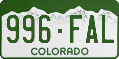 CO license plate 996FAL