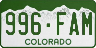 CO license plate 996FAM
