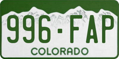 CO license plate 996FAP