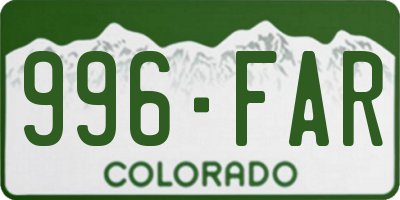 CO license plate 996FAR