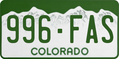 CO license plate 996FAS