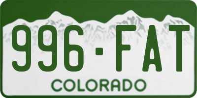 CO license plate 996FAT