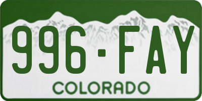 CO license plate 996FAY