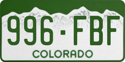 CO license plate 996FBF