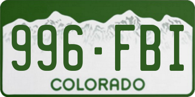 CO license plate 996FBI